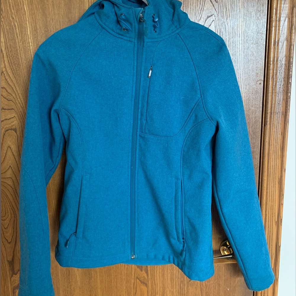 TURQUOISE RAIN COAT WITH HOOD - waterproof